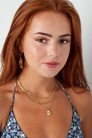 Halskette dreilagig mit Stein - Gold h5 Bild2